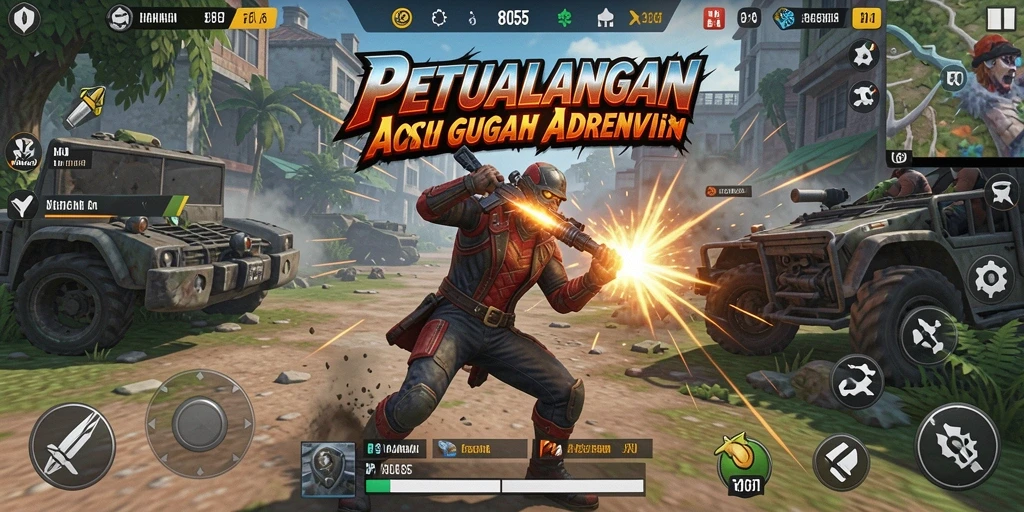Tampilan gameplay menegangkan dari game aksi 8055.