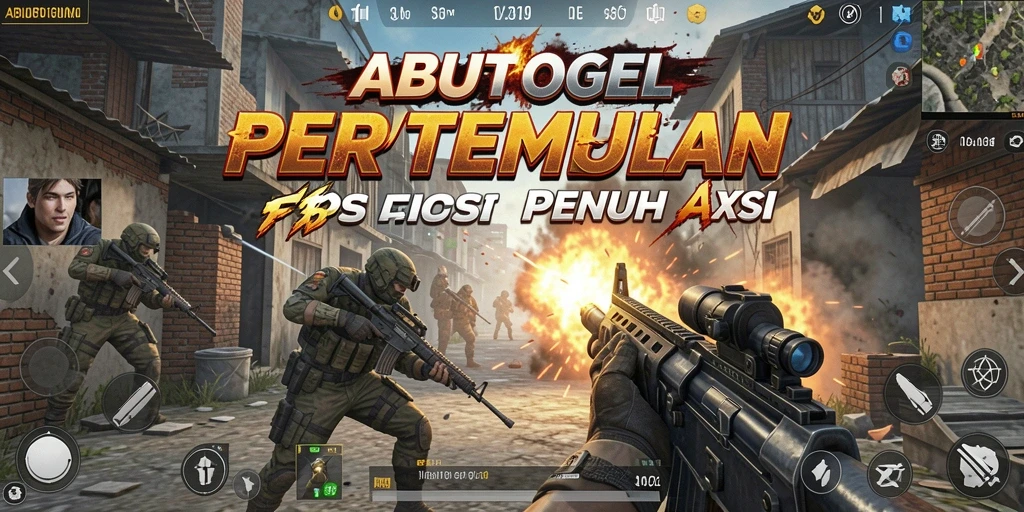 Tampilan aksi seru dari gameplay <strong>ABUTOGEL</strong> dalam pertempuran FPS.