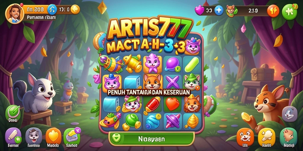 Screenshot gameplay ARTIS777 yang menampilkan tantangan Match-3 yang menarik.