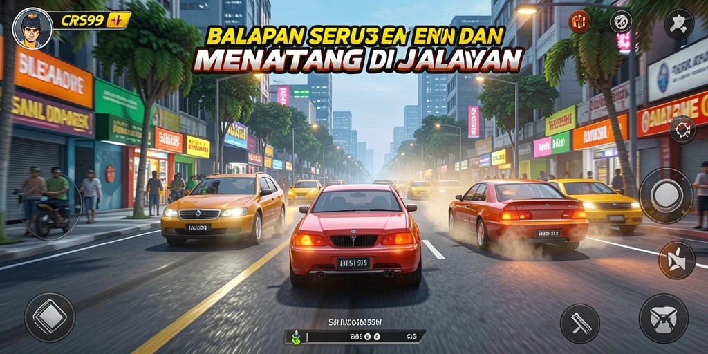 Tangkapan layar gameplay balapan yang seru dan cepat di CRS99.