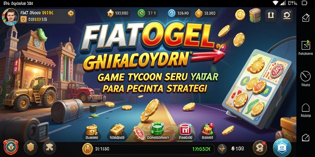 Tampilan gameplay seru dari FIATOGEL yang menunjukkan strategi manajemen bisnis.