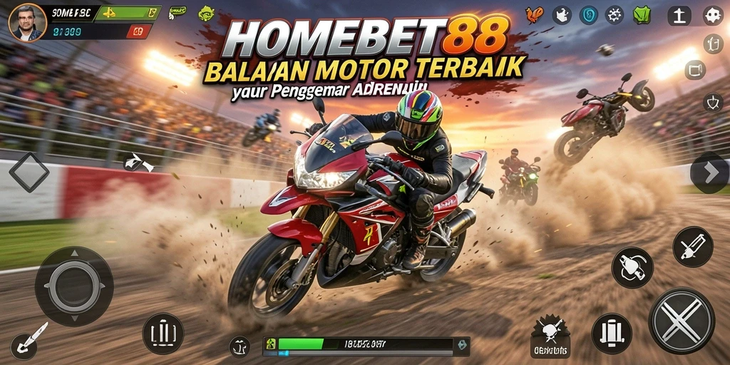 Tangkapan layar menunjukkan aksi balap menegangkan di HOMEBET88.
