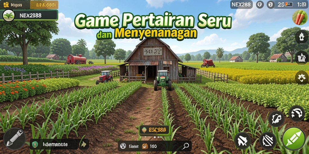 Screenshot gameplay NEX288 menampilkan aktivitas bercocok tanam yang seru.