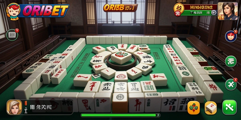 Screenshot gameplay ORIBET menampilkan aksi Mahjong yang mendebarkan.