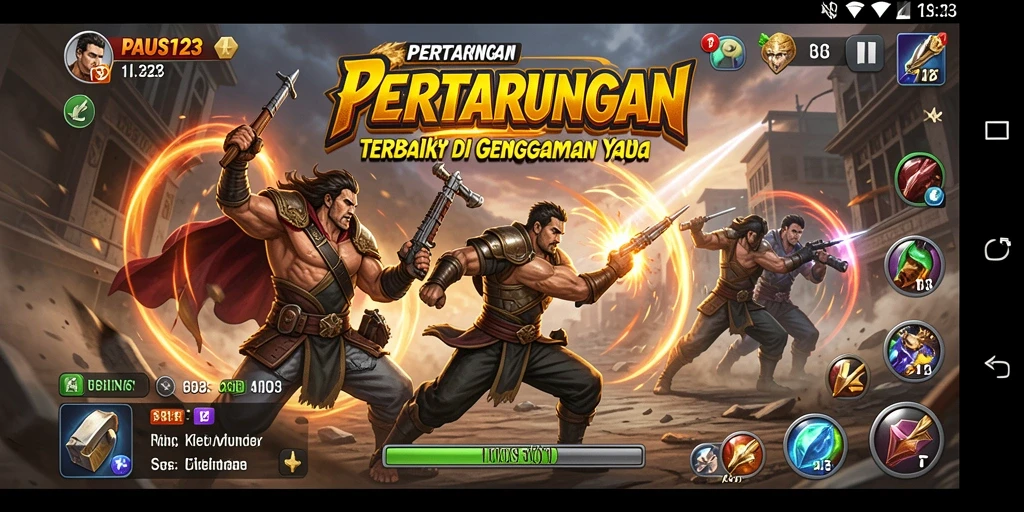 Tangkapan layar menampilkan aksi pertarungan seru dalam PAUS123.