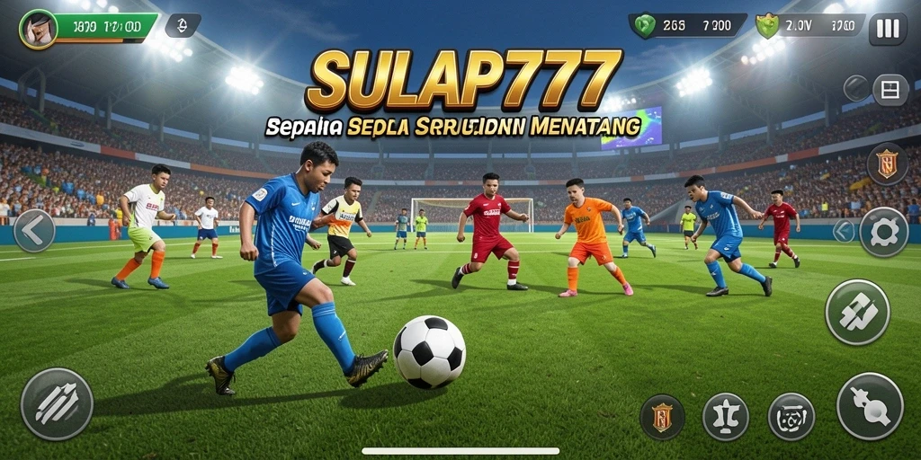 Tampilan gameplay menarik dari SULAP777 dengan aksi sepak bola seru.